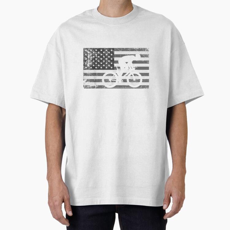 American Flag Cycling Bike Cyclists Oversized T-Shirt