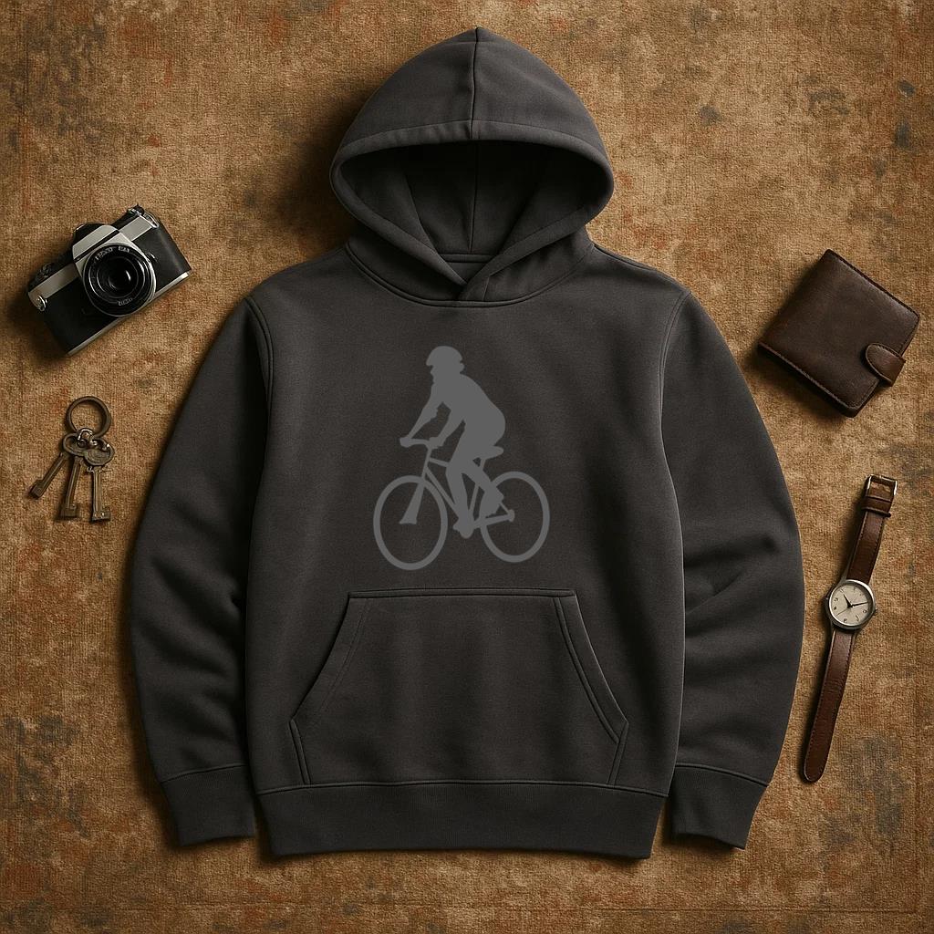 Angled Cyclist Silhouette Hoodie