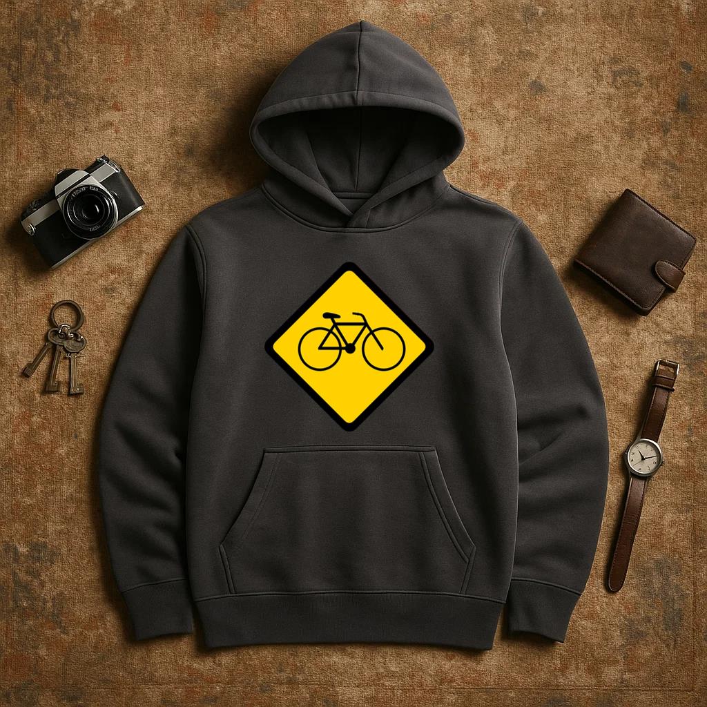 Bicycle Bike Rhomb Warning Flat Hoodie