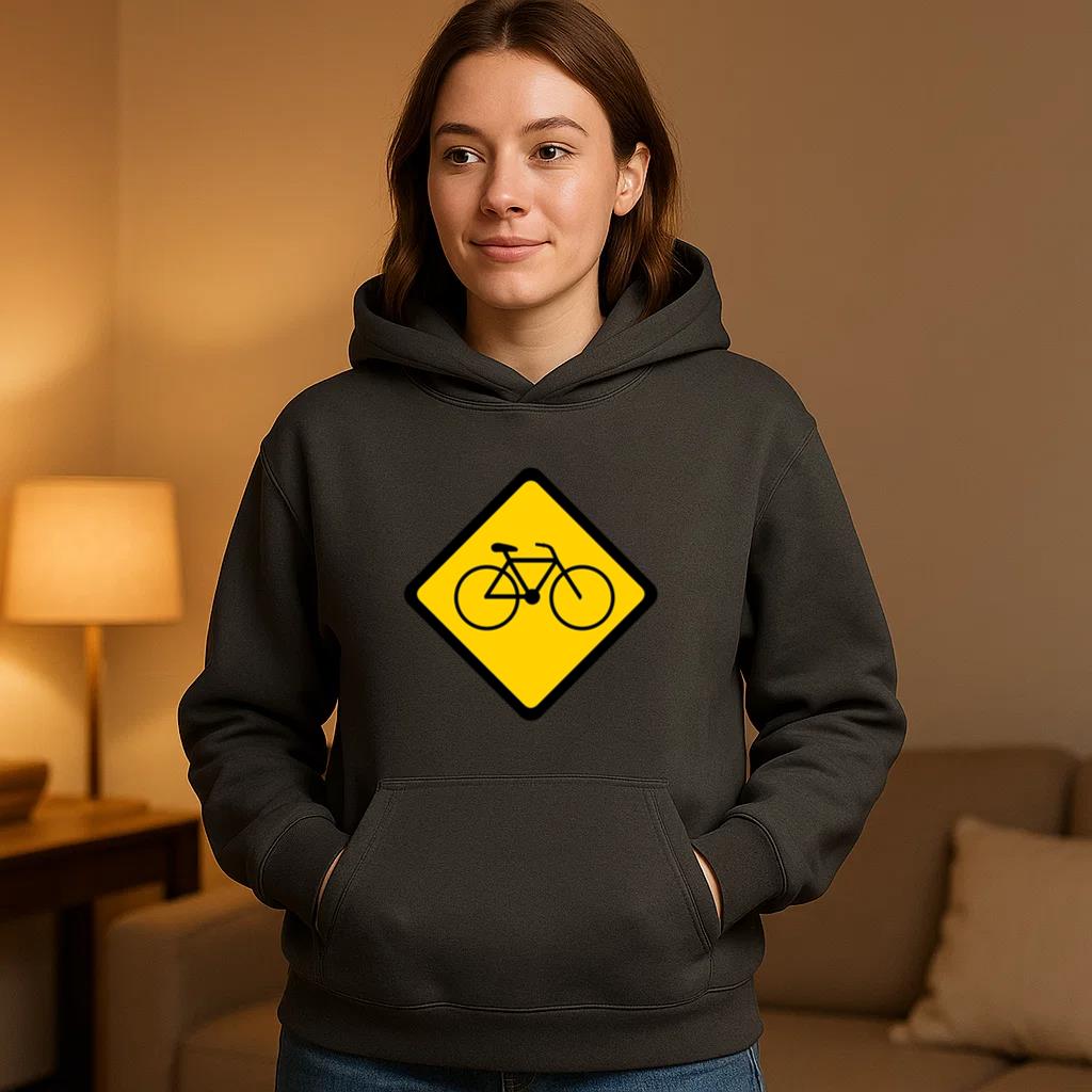 Bicycle Bike Rhomb Warning Flat Hoodie - Image 4