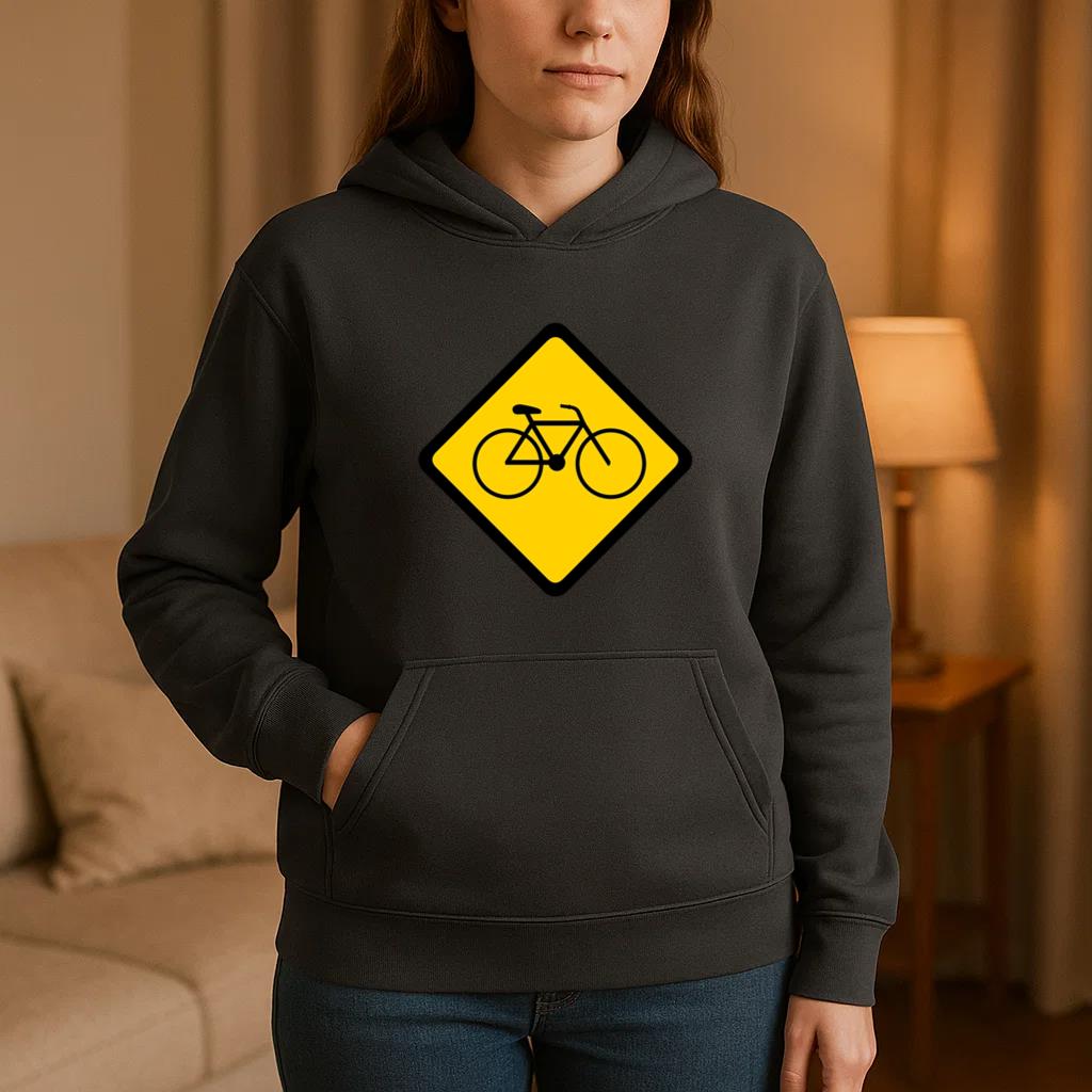 Bicycle Bike Rhomb Warning Flat Hoodie - Image 3