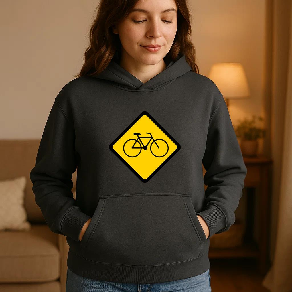 Bicycle Bike Rhomb Warning Flat Hoodie - Image 2