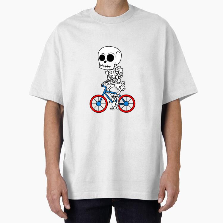 Cyclist Skeleton Biker Halloween Oversized T-Shirt