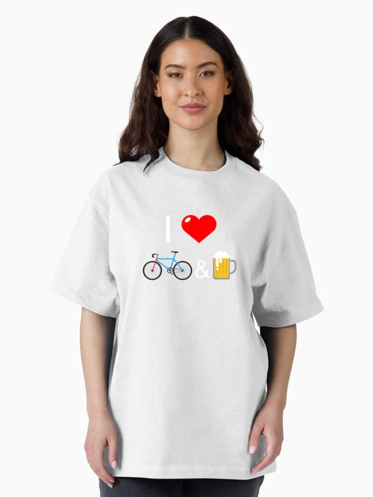 I Love Bikes And Beer Cycing Oversized T-Shirt - Image 3