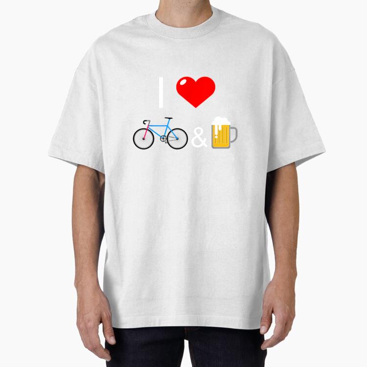 I Love Bikes And Beer Cycing Oversized T-Shirt