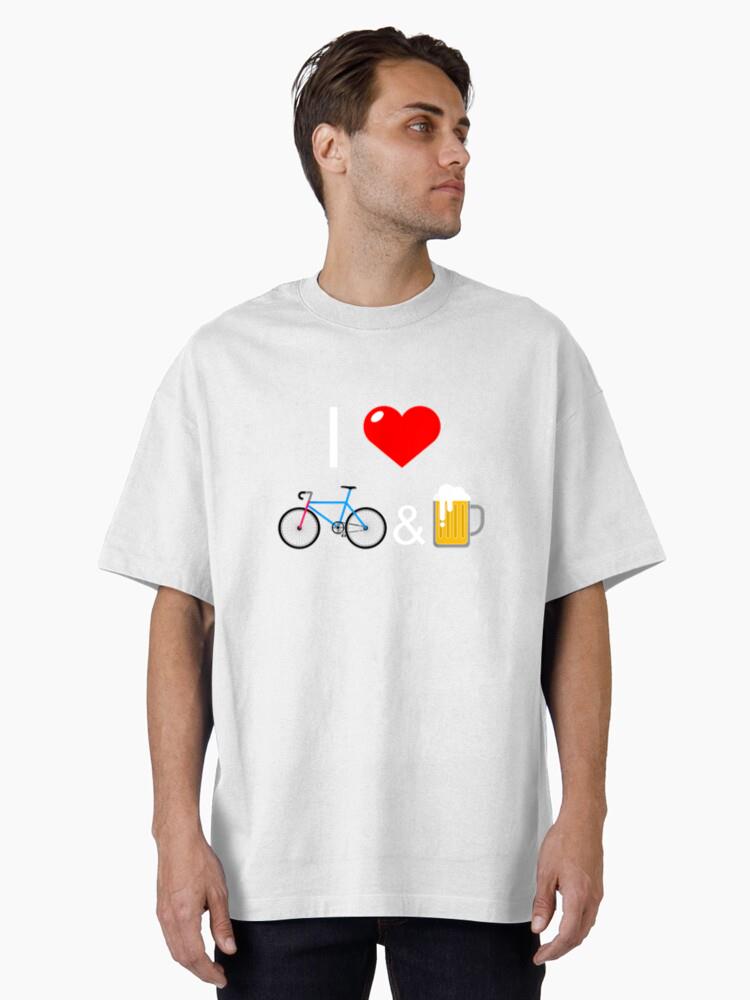 I Love Bikes And Beer Cycing Oversized T-Shirt - Image 2