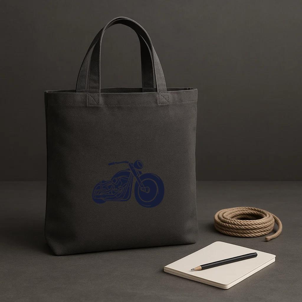 Minimalist Motorcycle Line Art Design For Enthusiasts T Shirt Design Tote Canvas Bag - Image 2