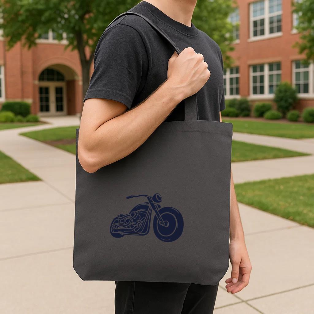 Minimalist Motorcycle Line Art Design For Enthusiasts T Shirt Design Tote Canvas Bag - Image 4