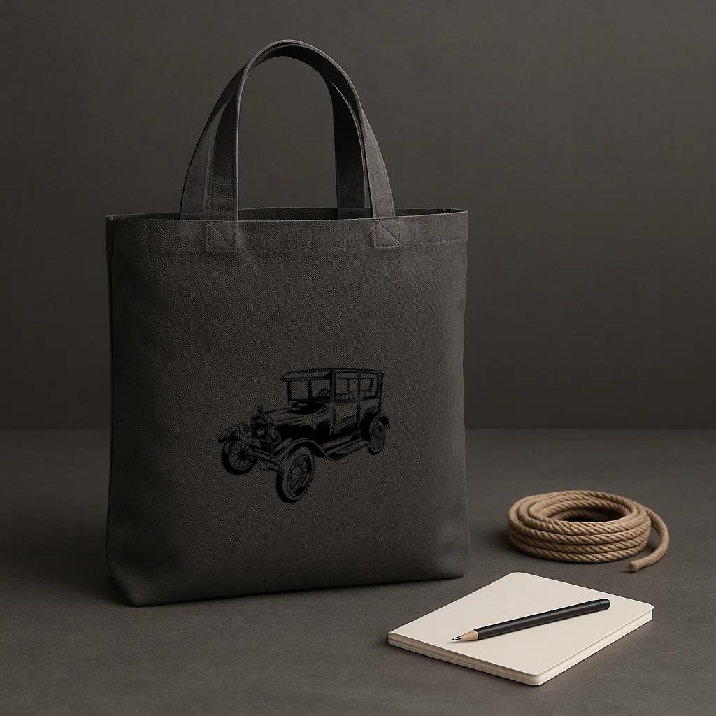 Motor Car Ford Modelt Hand Drawn Tote Canvas Bag - Image 2