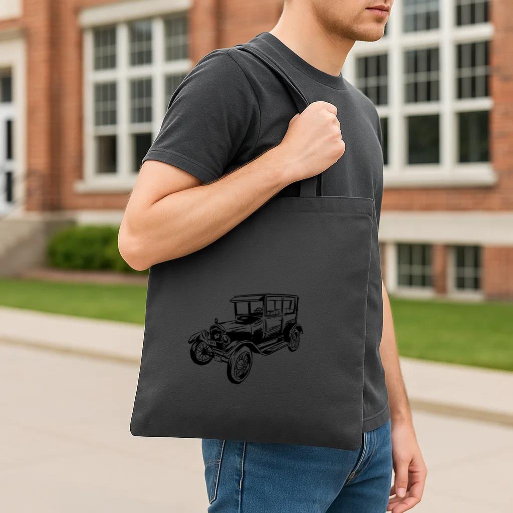 Motor Car Ford Modelt Hand Drawn Tote Canvas Bag - Image 3