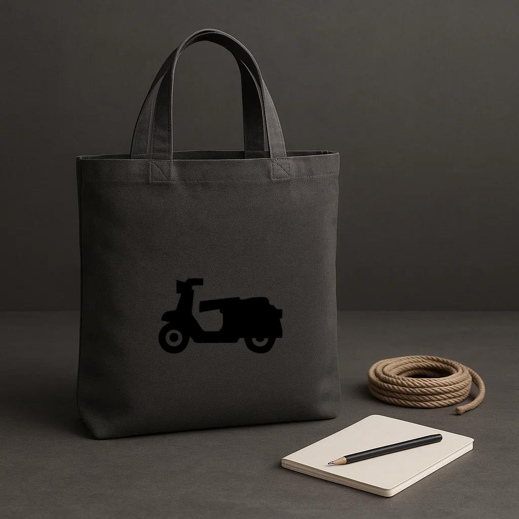 Motor Scooter Motorbike Silhouette Tote Canvas Bag - Image 2