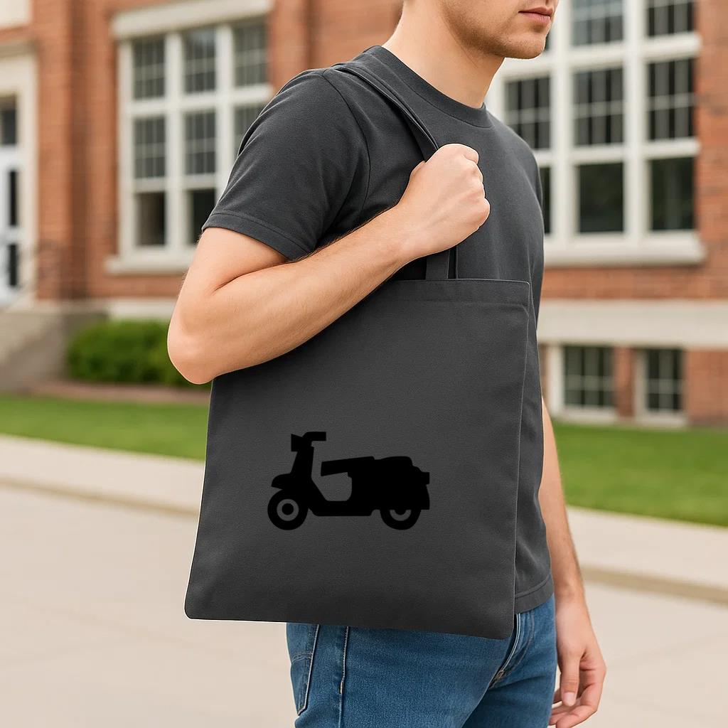 Motor Scooter Motorbike Silhouette Tote Canvas Bag - Image 3