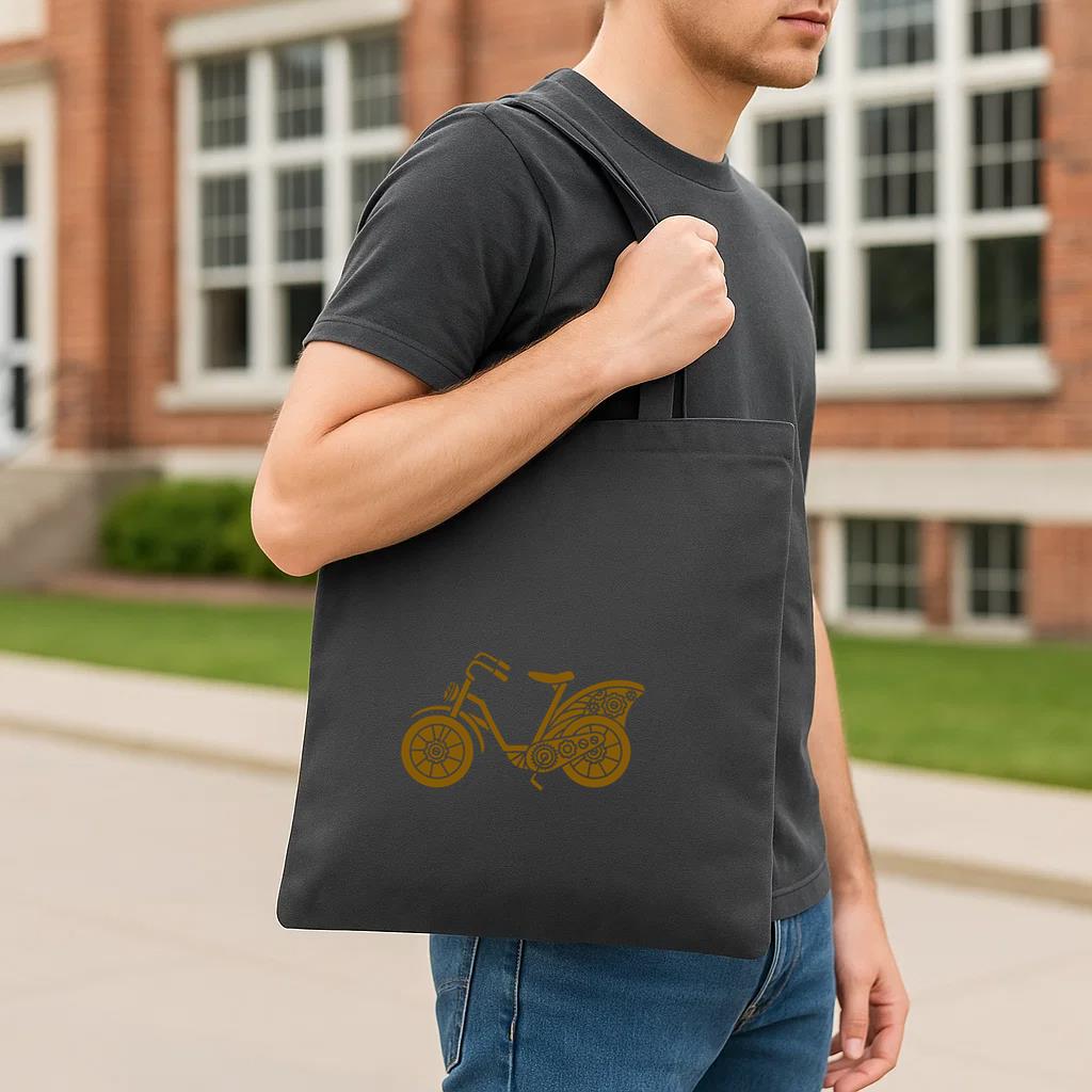 Motorcycle With Gears Tote Canvas Bag - Image 3