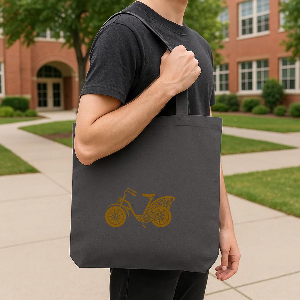 Motorcycle With Gears Tote Canvas Bag - Image 4