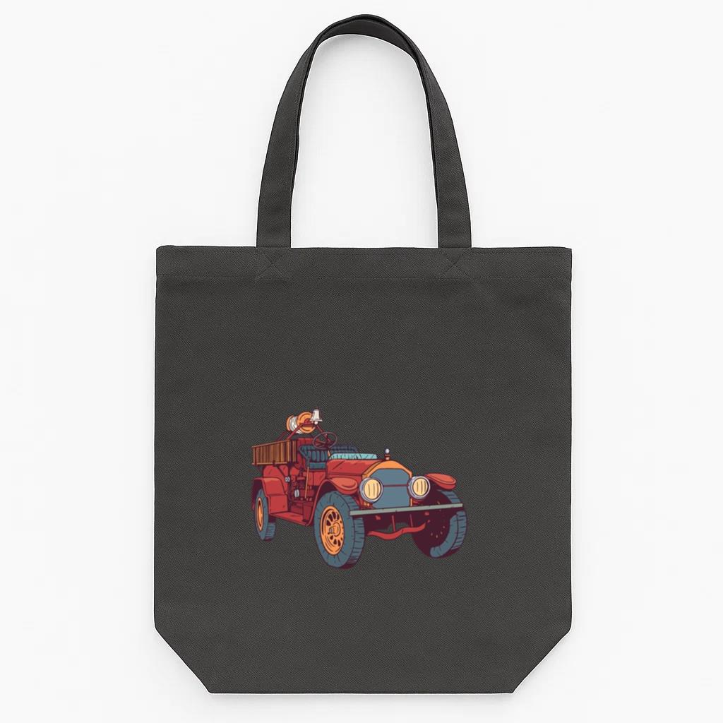 Old Fire Engine Colorful Illustration Tote Canvas Bag
