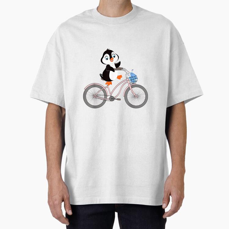 Penguin Graphic On Bike Oversized T-Shirt
